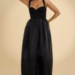 Corset Organza Maxi Dress in Black