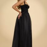 Corset Organza Maxi Dress in Black - Image 3