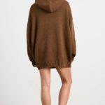 Oversized Chunky Knit Hoodie in Espresso - Image 2