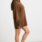 Oversized Chunky Knit Hoodie in Espresso - Image 3