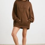 Oversized Chunky Knit Hoodie in Espresso - Image 5