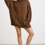 Oversized Chunky Knit Hoodie in Espresso - Image 6