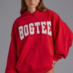 Appliqu?? Oversized Hoodie in Cherry Red
