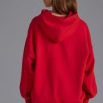 Appliqu?? Oversized Hoodie in Cherry Red - Image 2