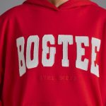 Appliqu?? Oversized Hoodie in Cherry Red - Image 4