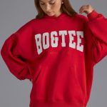 Appliqu?? Oversized Hoodie in Cherry Red - Image 8
