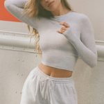Ribbed Modal Long-Sleeve Top in Grey Marl