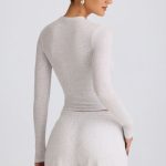 Ribbed Modal Long-Sleeve Top in Grey Marl - Image 2