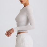 Ribbed Modal Long-Sleeve Top in Grey Marl - Image 3