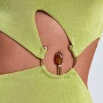 Hardware Detail One-Shoulder Maxi Dress in Olive Green - Image 4