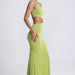 Hardware Detail One-Shoulder Maxi Dress in Olive Green - Image 5