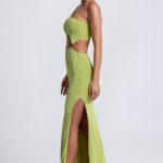 Hardware Detail One-Shoulder Maxi Dress in Olive Green - Image 6