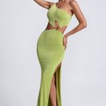 Hardware Detail One-Shoulder Maxi Dress in Olive Green - Image 7