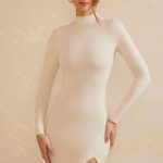 High Neck Long Sleeve Mini Dress in Ivory - Image 5