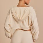 Brushed Jersey Hooded Cropped Shrug in Ecru - Image 2
