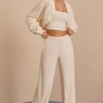 Brushed Jersey Hooded Cropped Shrug in Ecru - Image 6