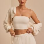 Brushed Jersey Hooded Cropped Shrug in Ecru - Image 10