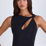 Twisted Cut-Out Tank Top in Black