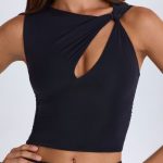 Twisted Cut-Out Tank Top in Black - Image 5