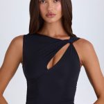 Twisted Cut-Out Tank Top in Black - Image 7