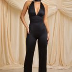Tall Scarf-Detail Halterneck Jumpsuit in Black - Image 8