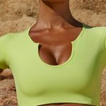 Cap Sleeves Swim Top in Lime - Image 4