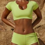 Cap Sleeves Swim Top in Lime - Image 9