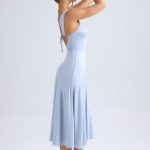 Sweetheart-Neck Ruched Midaxi Dress in Light Blue - Image 3