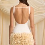 Appliqu?? Open-Back Mini Dress in Ivory - Image 2