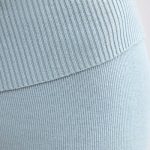 Fold Over Kick Flare Chunky Knit Trousers in Dusty Teal - Image 4