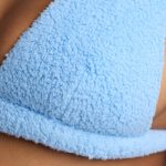 V Neck Fleece Bralette in Baby Blue - Image 4
