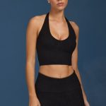 Cable-Knit Halterneck Crop Top in Black - Image 7