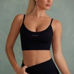 Super Sculpt Scoop Neck Sports Bra in Onyx Black - Image 5