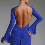 Embellished Open-Back A-Line Mini Dress in Cobalt Blue - Image 2