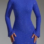 Embellished Open-Back A-Line Mini Dress in Cobalt Blue - Image 4
