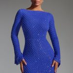 Embellished Open-Back A-Line Mini Dress in Cobalt Blue - Image 5