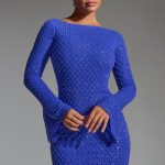 Embellished Open-Back A-Line Mini Dress in Cobalt Blue - Image 6