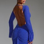 Embellished Open-Back A-Line Mini Dress in Cobalt Blue - Image 7