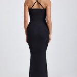 Ribbed Modal Halterneck Maxi Dress in Black - Image 2
