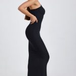 Ribbed Modal Halterneck Maxi Dress in Black - Image 3