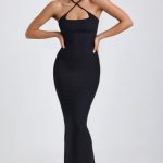 Ribbed Modal Halterneck Maxi Dress in Black - Image 5
