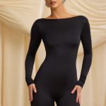 Petite Slinky Jersey Bow-Detail Jumpsuit in Black - Image 5