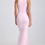 Ribbed Modal Turtleneck Maxi Dress in Blossom Pink - Image 2