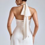 Cross-Neck A-Line Mini Dress in Ivory - Image 2