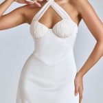 Cross-Neck A-Line Mini Dress in Ivory - Image 5