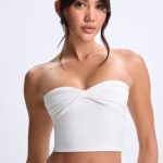 Twist-Front Bandeau Top in White
