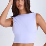 Draped Open-Back Tank Top in Soft Lilac - Image 5