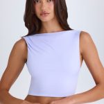 Draped Open-Back Tank Top in Soft Lilac - Image 7