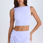 Draped Open-Back Tank Top in Soft Lilac - Image 8