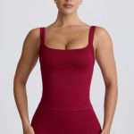 Super Sculpt Seamless Longline Tank Top in Burgundy - Image 7